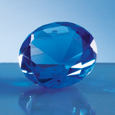 Picture of 6CM OPTICAL CRYSTAL BLUE DIAMOND PAPERWEIGHT.