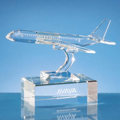 Picture of OPTICAL CRYSTAL GLASS AEROPLANE AWARD