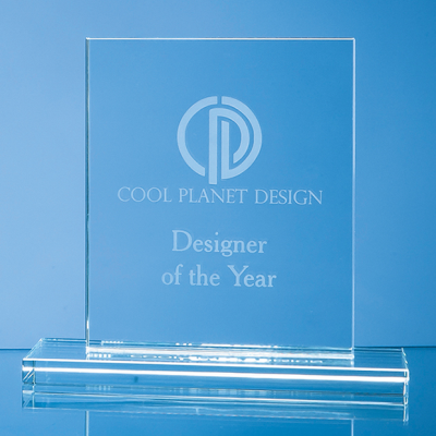 Picture of 12CM x 9CM x 12MM CLEAR TRANSPARENT GLASS RECTANGULAR AWARD