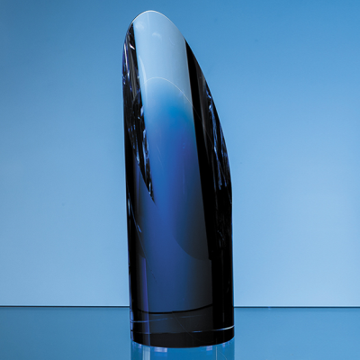 Picture of 23CM CLEAR TRANSPARENT & SAPPHIRE BLUE OPTICAL CRYSTAL CYLINDER AWARD.
