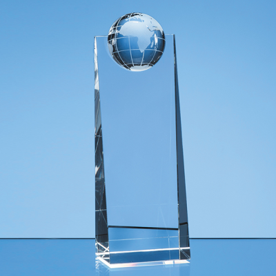 Picture of 21CM OPTICAL CRYSTAL GLOBE RECTANGULAR AWARD.