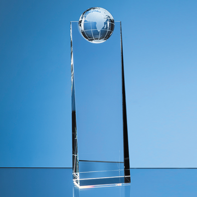 Picture of 24CM OPTICAL CRYSTAL GLOBE RECTANGULAR AWARD