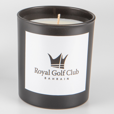 Picture of 240G BLACK GLASS SCENTED CANDLE in a Printed Gift Box.