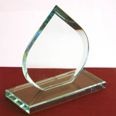 BUDGET JADE GREEN TEAR DROP AWARD 150MM HIGH SUPPLIED in a Black Foam Lined Presentation Box
