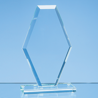 Picture of 22CM x 14CM x 1CM JADE GLASS BEVELLED EDGE CLIPPED DIAMOND AWARD.