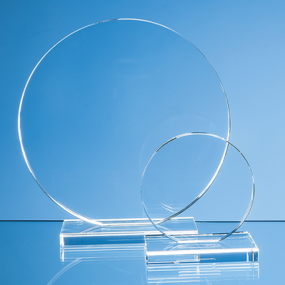 Picture of 10CM x 12MM CLEAR TRANSPARENT GLASS CIRCLE AWARD.