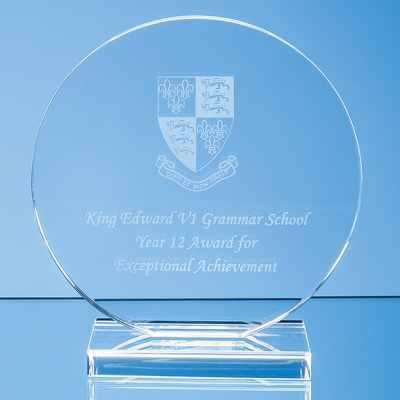 Picture of 15CM x 12MM CLEAR TRANSPARENT GLASS CIRCLE AWARD.