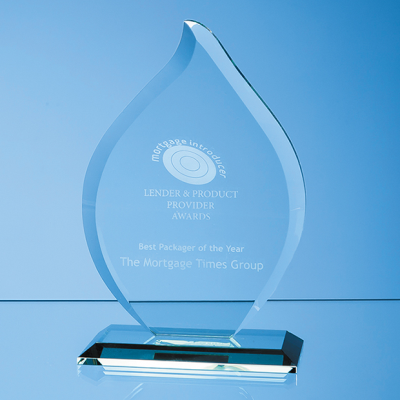 Picture of 19CM x 13,5CM x 12MM JADE GLASS FLAME AWARD
