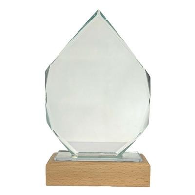 GLASS ARROW AWARD with a Wood Base 180Mm High Supplied in a Black Foam Lined Presentation Box