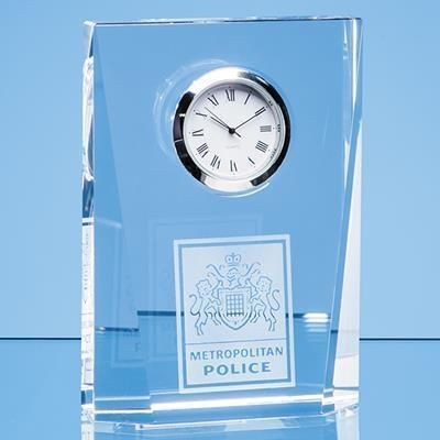 Picture of OPTICAL CRYSTAL BEVELLED RECTANGULAR CLOCK