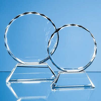 Picture of 13CM OPTICAL CRYSTAL MOUNTED FACET CIRCLE AWARD; PRESENTATION BOX: INC