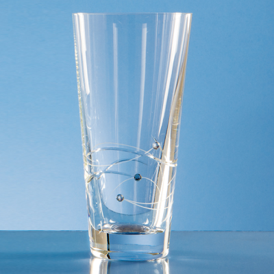 Picture of 20CM DIAMANTE CONICAL VASE WITH SPIRAL DESIGN CUTTING