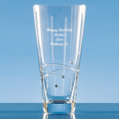 Picture of 25CM DIAMANTE CONICAL VASE WITH SPIRAL DESIGN CUTTING