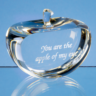 Picture of OPTICAL CRYSTAL CLEAR TRANSPARENT FLAT GLASS APPLE PAPERWEIGHT