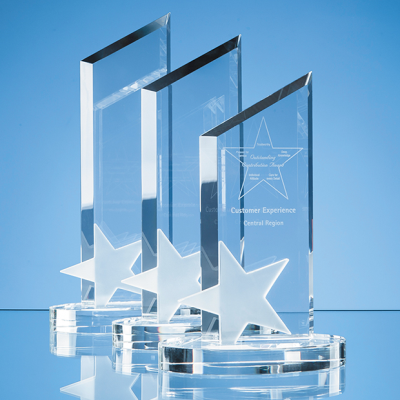 Picture of 26CM OPTICAL CRYSTAL PEAK WITH FROSTED STAR AWARD