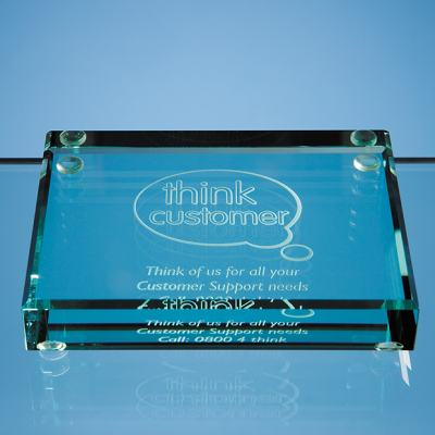 Picture of 10CM JADE GLASS RECTANGULAR PAPERWEIGHT; PRESENTATION BOX: INC