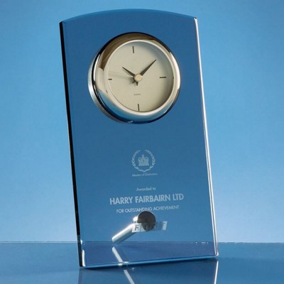 Picture of 20CM SMOKED GLASS RECTANGULAR DESK CLOCK; SKILLET: INC; PRESENTATION BOX: PB55