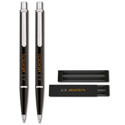 Picture of INOVO DESIGN BLACK NOVARA METAL BALL PEN & MECHANICAL PROPELLING PENCIL SET.