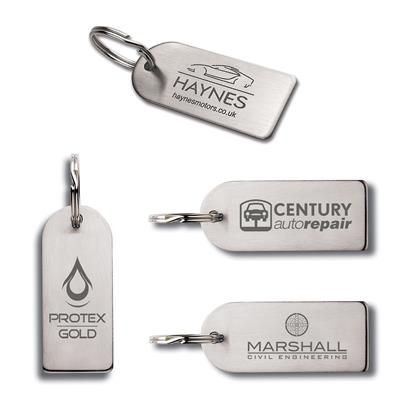 Picture of LASER ENGRAVED SMALL ARCH SHAPED STAINLESS STEEL METAL KEYRING in Silver