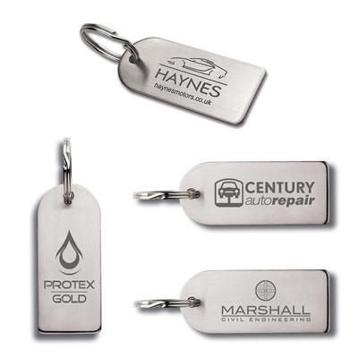 Picture of LASER ENGRAVED SMALL ARCH SHAPE STAINLESS STEEL METAL KEYRING in Silver.