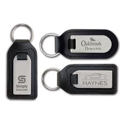Picture of LASER ENGRAVED RECYCLED BONDED LEATHER MEDALLION KEYRING