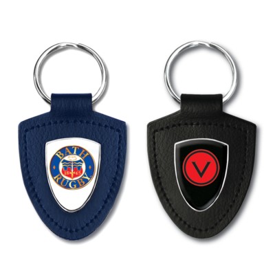 Picture of TEMPLAR SHIELD SHAPE RECYCLED BONDED LEATHER KEYRING
