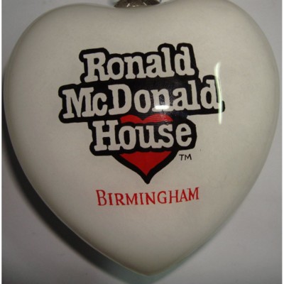 Picture of HAND PAINTED HEART SHAPE GLASS BAUBLE.