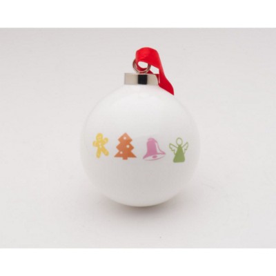 Picture of PROMOTIONAL PORCELAIN BAUBLE in White Bauble with Full Colour Logo Print