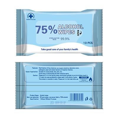 6 Packs, 60 Pcs Alcohol Wet Wipes Large Wet Wipes Travel 75% Alcohol Hand Wipes 