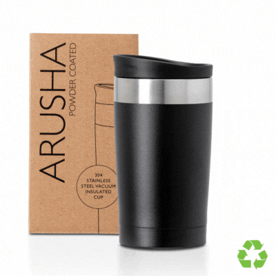 Picture of ARUSHA RECYCLED STAINLESS STEEL METAL 350ML COFFEE CUP.