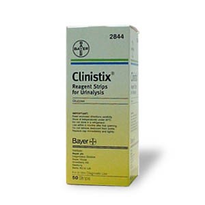 Picture of CLINISTIX REAGENT STRIPS.