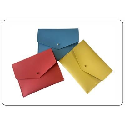 Picture of FAUX LEATHER ENVELOPE SHAPE POUCH with Gold Button.