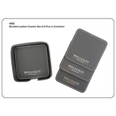 Picture of BONDED LEATHER COASTER SET OF 6 PCS in Container.