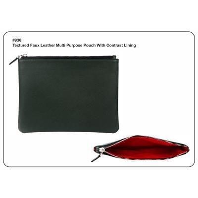 Picture of TEXTURED FAUX LEATHER MULTI PURPOSE POUCH with Contrast Lining.