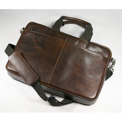 Picture of ASHBOURNE OIL PULL UP GENUINE LEATHER LAPTOP BAG.