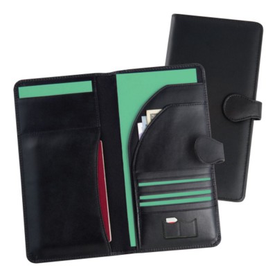 Picture of MALVERN GENUINE LEATHER TRAVEL WALLET in Black.