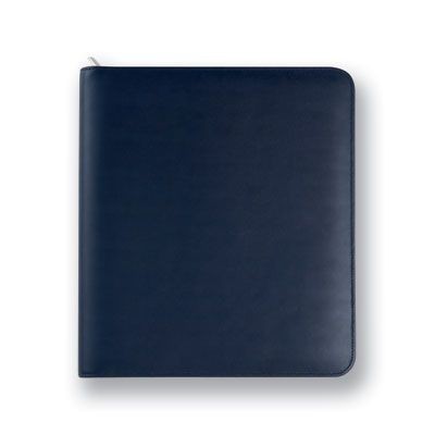 Picture of MALVERN GENUINE LEATHER A4 ZIP RING BINDER FOLDER in Navy Blue