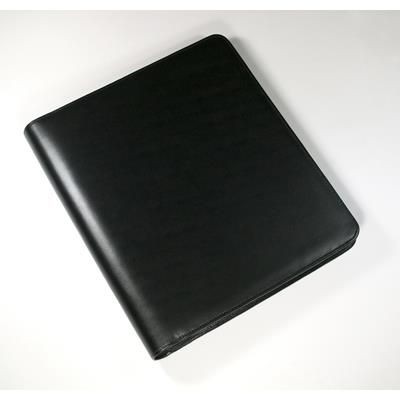 Picture of MALVERN GENUINE LEATHER A4 ZIP RING BINDER FOLDER in Black.