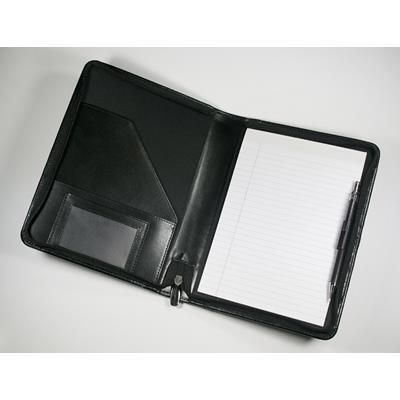 Picture of WARWICK GENUINE LEATHER A5 ZIP FOLDER in Black