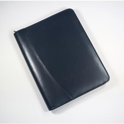 Picture of WARWICK GENUINE LEATHER A5 ZIP FOLDER in Navy Blue.