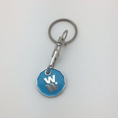 Picture of NEW SHAPE ONE POUND TROLLEY COIN KEYRING.