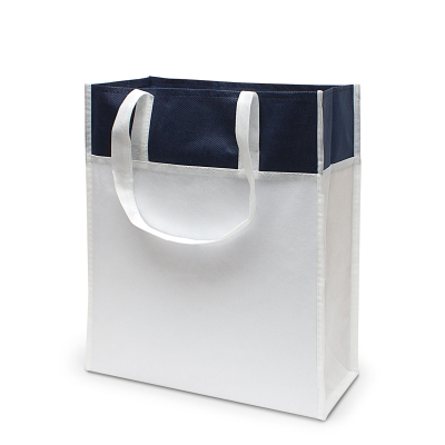 Picture of BREST – TOTE BAG with Bottom & Side Folding in White & Dark Blue