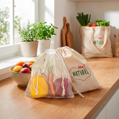 Picture of COLOMBO – MEDIUM VEGGIE BAG with Nylon Mesh in Ecru