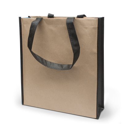 Picture of CALAIS – LARGE CAPACITY BAG MADE OF KRAFT PAPER AND PP NON-WOVEN in Sand & Black