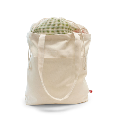 Picture of BRISBANE – CANVAS BAG with Mesh Insert, Drawstring Closure & Long Handles in Ecru