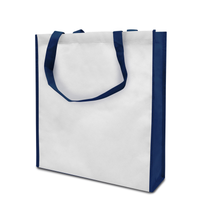 Picture of LISBOA – TOTE BAG with Bottom & Side Folding in White & Marine