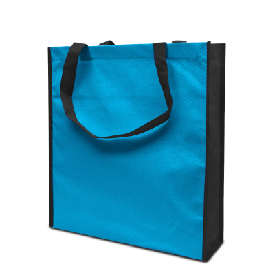 Picture of LISBOA – TOTE BAG with Bottom & Side Folding in Light Blue & Black