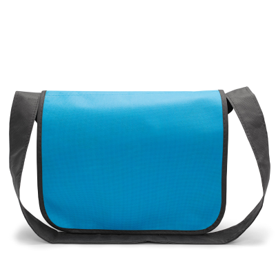 Picture of FRANKFURT – COLLEGE BAG with Shoulder Strap in Neon Fluorescent Blue & Anthracite
