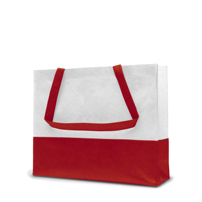 Picture of ROMA – TOTE BAG with Bottom & Side Folding in White & Red