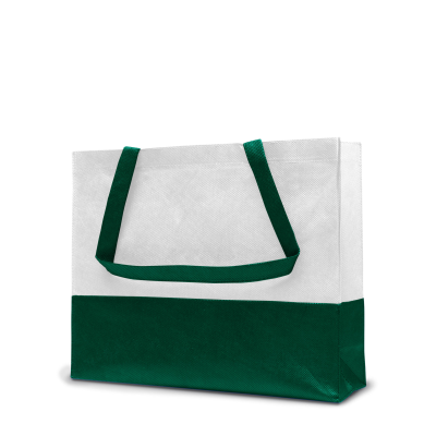 Picture of ROMA – TOTE BAG with Bottom & Side Folding in White & Dark Green